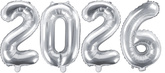 Zestaw Balonów Foliowych 2026, 35cm srebrny metal