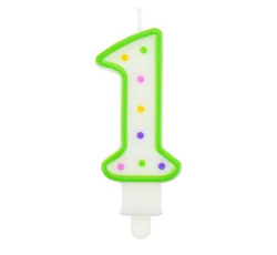 Świeczka cyferka "1" kropki 7,5 cm, 1 szt