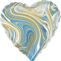 Balon foliowy serce niebieski marmur 43cm 1szt.