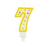 Świeczka cyferka "7" kropki 7,5 cm, 1 szt