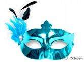 Maska karnawałowa z piórem i diamentem, 1 szt.