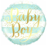 Balon Foliowy Baby Boy Złoty Napis 45cm