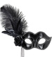 Maska Karnawałowa Wenecka Czarna z Piórem i Różą