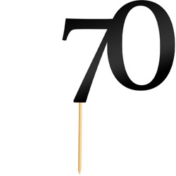 Topper na Tort LICZBA 70 Urodziny CZARNY