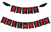 Baner HAPPY HALLOWEEN Nietoperze Czarno Czerwony