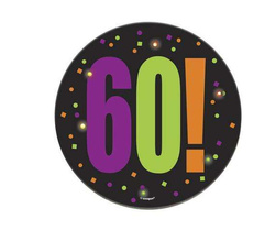 Duża odznaka błyskająca na 60 Urodziny, 1 szt.