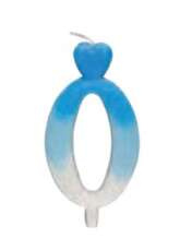 Świeczka Cyferka 0 Serduszko, Błękitno-Biała 6,5cm