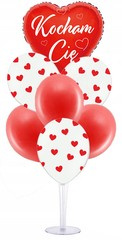 Stojak na Balony+ Serca KOCHAM CIĘ Walentynki 7szt
