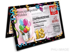 Zaproszenie na 18 urodziny, 1 szt.