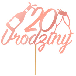 Topper na Tort 20 URODZINY Party RÓŻOWE ZŁOTO