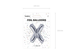 Balon foliowy Litera "X", 35cm, srebrny