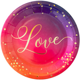 Talerzyki Papierowe LOVE Różowe Walentynki 18cm x6