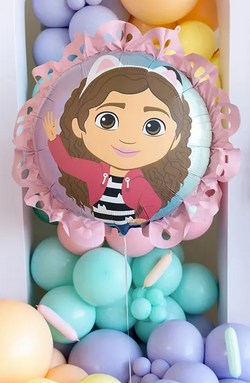 Balon Foliowy KOCI DOMEK GABI z Falbanką 52x52cm