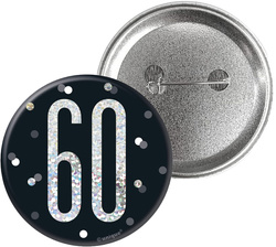 Przypinka Broszka Metalowa 60 Urodziny Czarna