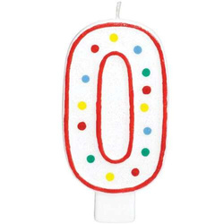 Świeczka cyferka 0 w kropeczki, 1 szt.