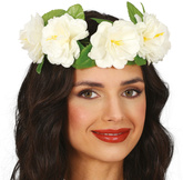 Opaska na Głowę Wianek BIAŁE KWIATY Karnawał Bal