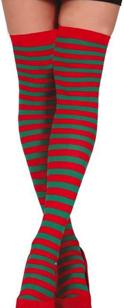 Pończochy Zakolanówki Zielone Czerwone Paski