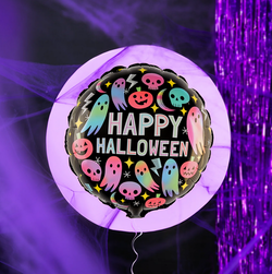 Balon Foliowy HAPPY HALLOWEEN Duszki Czaszki 45cm