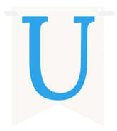 Flagietka, Litera U, Niebieska, 1 szt.