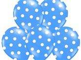 Balony 14'' niebieskie w białe kropki, 5 szt.
