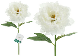 Sztuczny Kwiat - Biała Piwonia, 35 cm