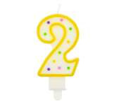 Świeczka cyferka "2" kropki 7,5 cm, 1 szt