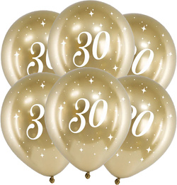 Balony Glossy 30cm, 30, złoty, 6szt.