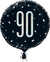 Balon Foliowy Czarny Błyszczący 90 URODZINY 45cm