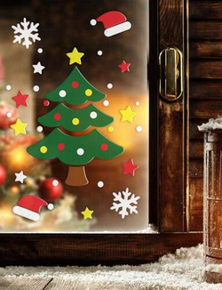 Dekoracja Ozdoba Żelowa na Okno CHOINKA Zima