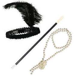 Zestaw Damski Lata 20: opaska, perły, cygaretka