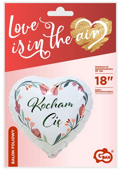 Balon foliowy 18" Kocham Cię, białe serce