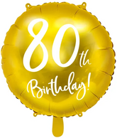 Balon foliowy 80th Birthday, złoty, 45cm