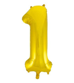 Balon foliowy cyfra 1 JEDEN złoty 100 cm, 1 szt.