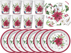 Zestaw Talerzyki Kubeczki Serwetki POINSECJA