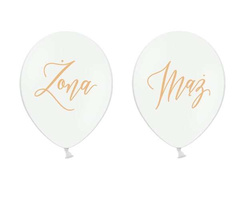Balony Żona Mąż, Pastel Pure White, 30 cm, 2 szt.