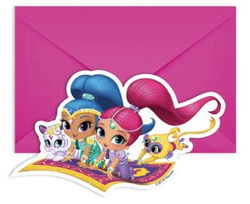 Zaproszenia z kopertą Shimmer i Shine, 6 szt.