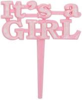 Topper IT'S A GIRL Różowa Baby Shower 6cm 8szt.
