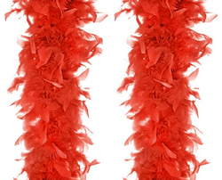 BOA Z PIÓR Szal CZERWONE Ozdoby Łańcuch 180cm