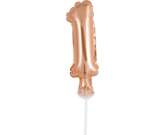 Balon foliowy na tort, Cyfra 1, różowe złoto, 1szt