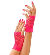 Rękawiczki z Siatki Różowe Neonowe DISCO Lata 80