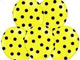 Balony 14'' żółte w czarne kropki, 5 szt.