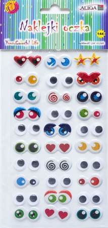 Naklejki Oczy Oczka Samoprzylepne Mix 30 par