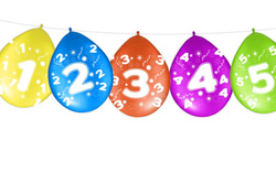 Balony odwrotny nadruk cyfra 2 DWA, 5 szt