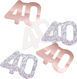 Konfetti Dekoracyjne 40 URODZINY Różowe Złoto 14g