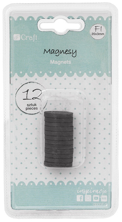 Magnesy Czarne Okrągłe Dekoracyjne 20x3mm 12szt
