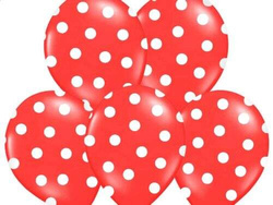 Balony 14''  czerwone w białe kropki, 1 szt.