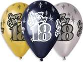 Balony Premium "Happy Birthday 18", metaliczne, 12