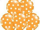 Balony 14'' pomarańczowe w białe kropki, 5 szt.