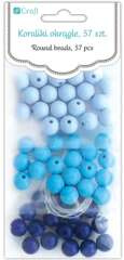 Koraliki Ozdobne Okrągłe Kuleczki Niebieskie 57szt