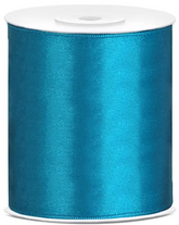 Tasiemka satynowa, turkus, 100mm/25m